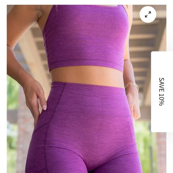 Purple Athletic Crop Top and Shorts Set - Picture 3 of 3